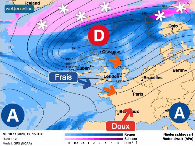 Carte de prévisions d'europe du Mercredi 18 novembre 2020