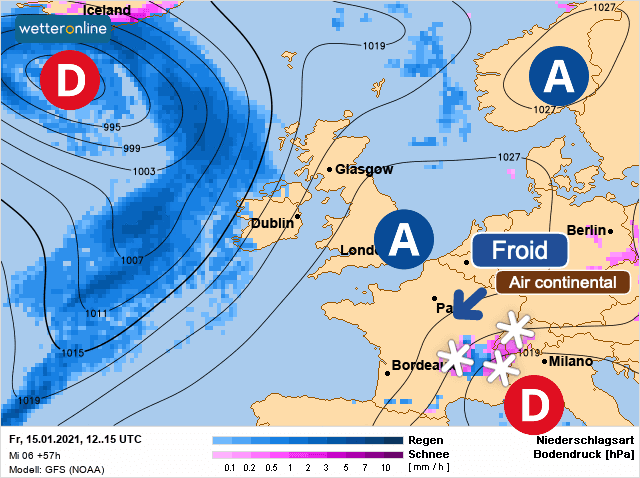 Carte de prévisions d'europe du Vendredi 15 janvier 2021