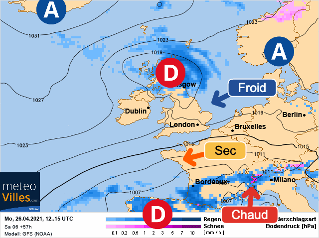 Carte de prévisions d'europe du Lundi 26 avril 2021