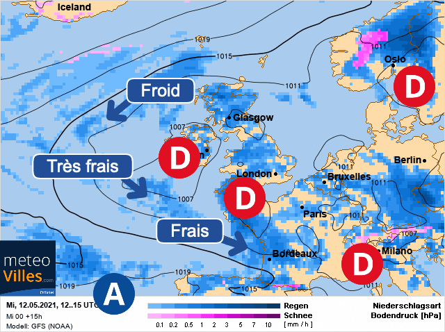 Carte de prévisions d'europe du Mercredi 12 mai 2021