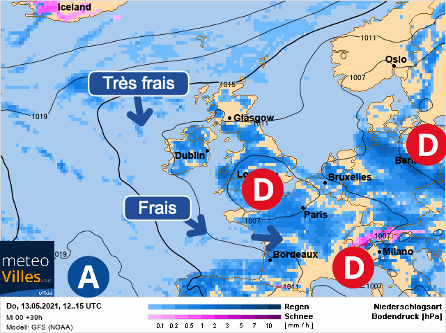 Carte de prévisions d'europe du Jeudi 13 mai 2021