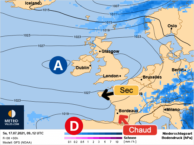 Carte de prévisions d'europe du Samedi 17 juillet 2021