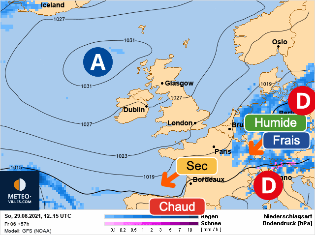 Carte de prévisions d'europe du Dimanche 29 août 2021