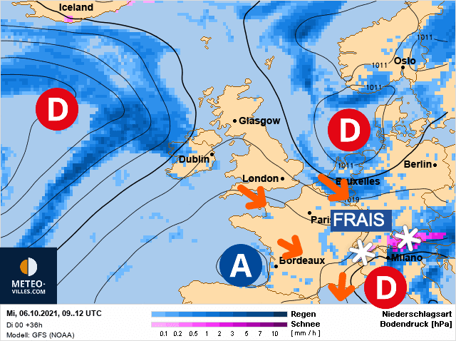 Carte de prévisions d'europe du Mercredi 6 octobre 2021