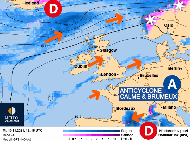 Carte de prévisions d'europe du Mercredi 10 novembre 2021