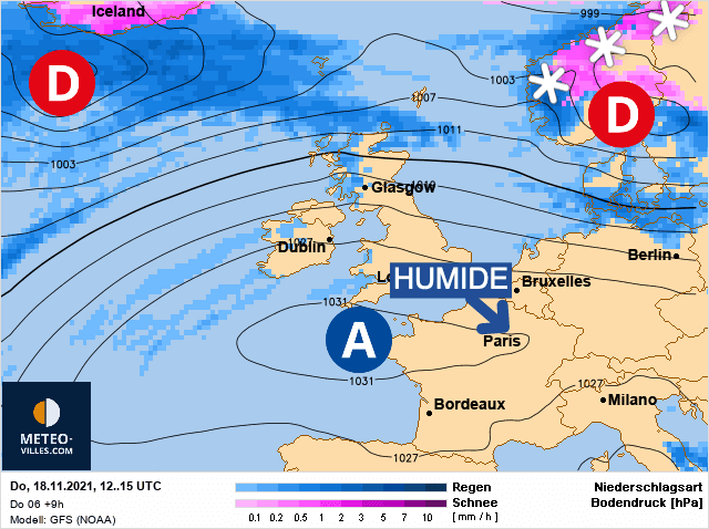 Carte de prévisions d'europe du Jeudi 18 novembre 2021