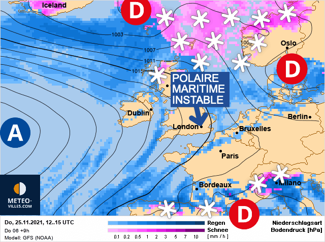 Carte de prévisions d'europe du Jeudi 25 novembre 2021