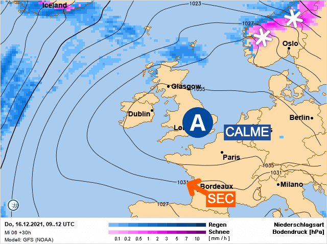 Carte de prévisions d'europe du Jeudi 16 décembre 2021