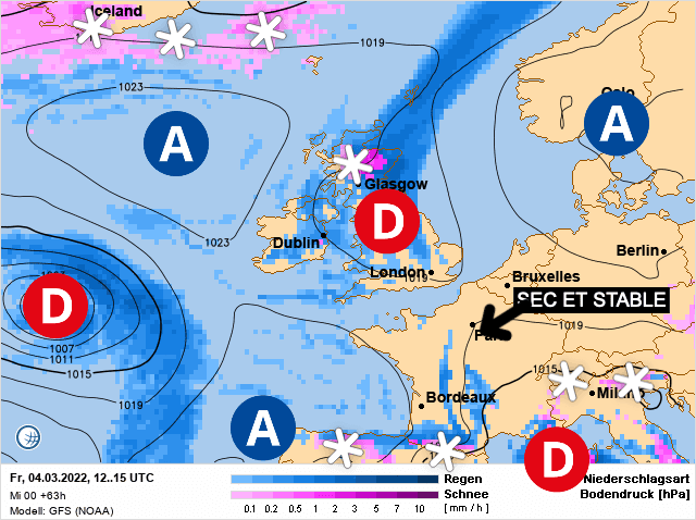 Carte de prévisions d'europe du Vendredi 4 mars 2022