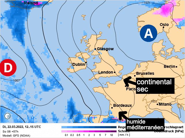 Carte de prévisions d'europe du Mardi 22 mars 2022