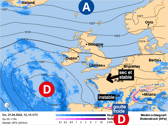 Carte de prévisions d'europe du Jeudi 21 avril 2022