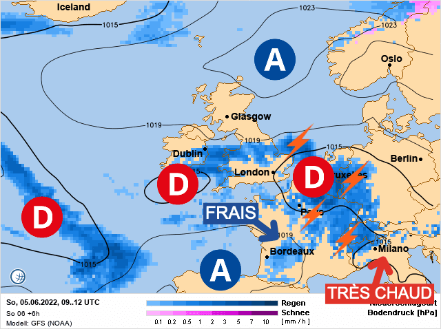 Carte de prévisions d'europe du Dimanche 5 juin 2022