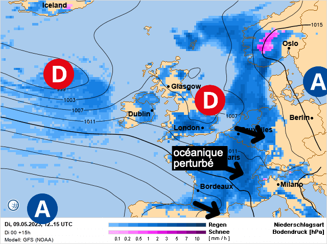 Carte de prévisions d'europe du Mardi 9 mai 2023