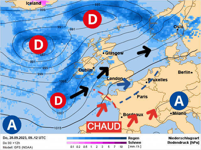 Carte de prévisions d'europe du Jeudi 28 septembre 2023