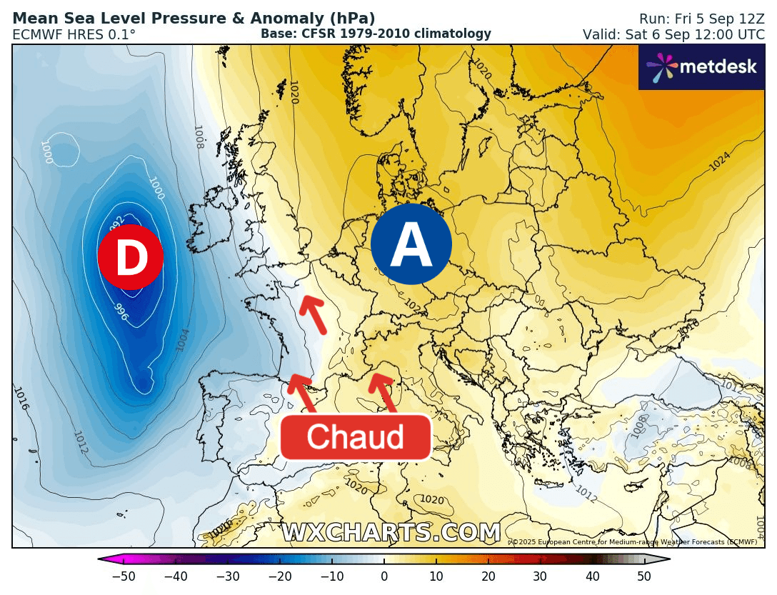 Carte de prévisions d'europe du Samedi 6 septembre 2025
