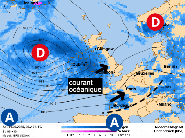 Carte de prévisions d'europe du Dimanche 14 septembre 2025