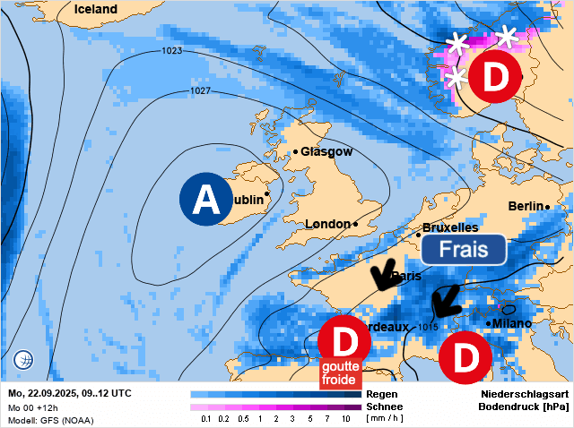 Carte de prévisions d'europe du Lundi 22 septembre 2025