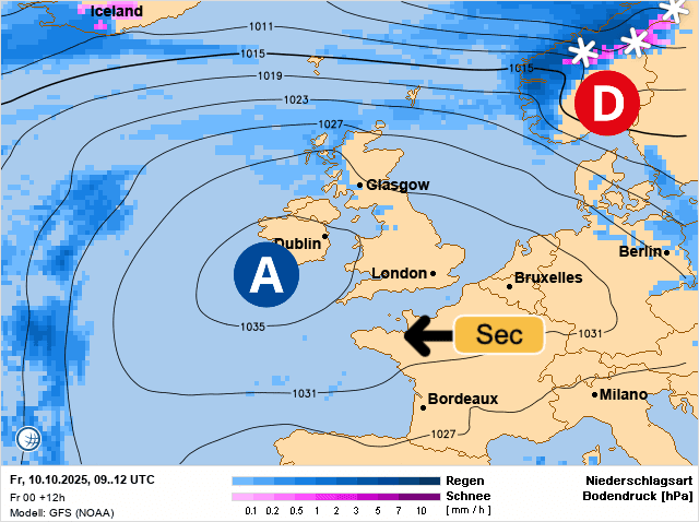 Carte de prévisions d'europe du Vendredi 10 octobre 2025