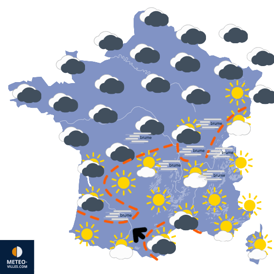 Carte de prévisions du temps du Dimanche 14 décembre 2025
