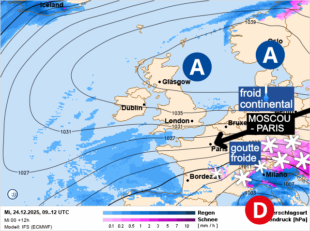 Carte de prévisions d'europe du Mercredi 24 décembre 2025