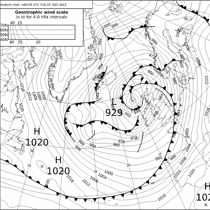 Image d'illustration pour Tempête Dirk : pressions atmosphériques remarquables