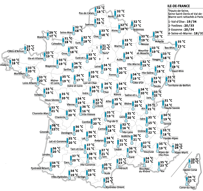 Image d'illustration pour Forte chaleur sur le Sud de la France - seuils canicule