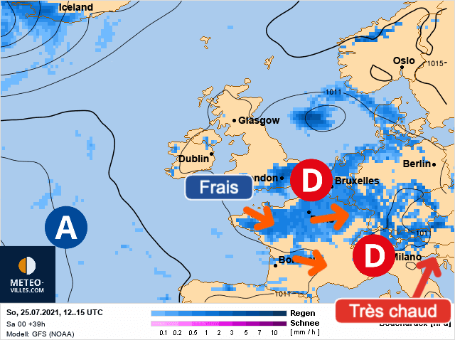 Carte de prévisions d'europe du Dimanche 25 juillet 2021