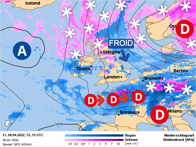 Carte de prévisions d'europe du Vendredi 8 avril 2022