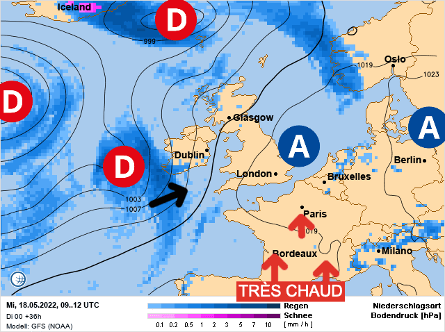 Carte de prévisions d'europe du Mercredi 18 mai 2022