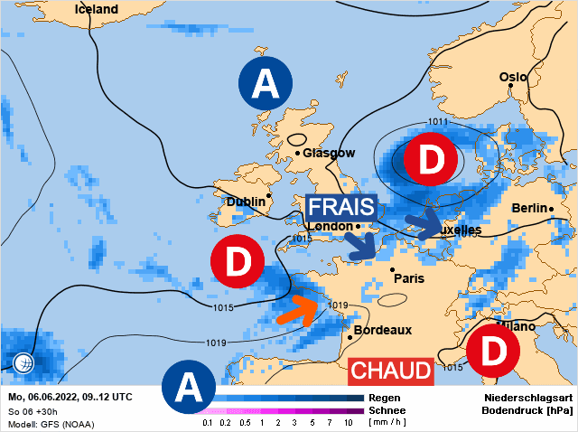 Carte de prévisions d'europe du Lundi 6 juin 2022