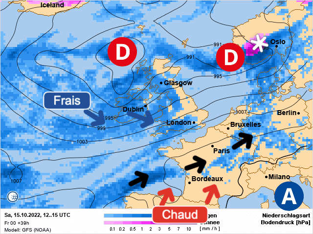 Carte de prévisions d'europe du Samedi 15 octobre 2022