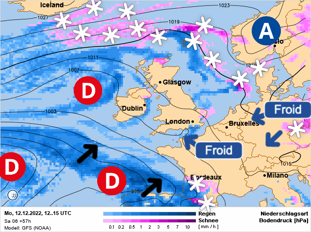 Carte de prévisions d'europe du Lundi 12 décembre 2022