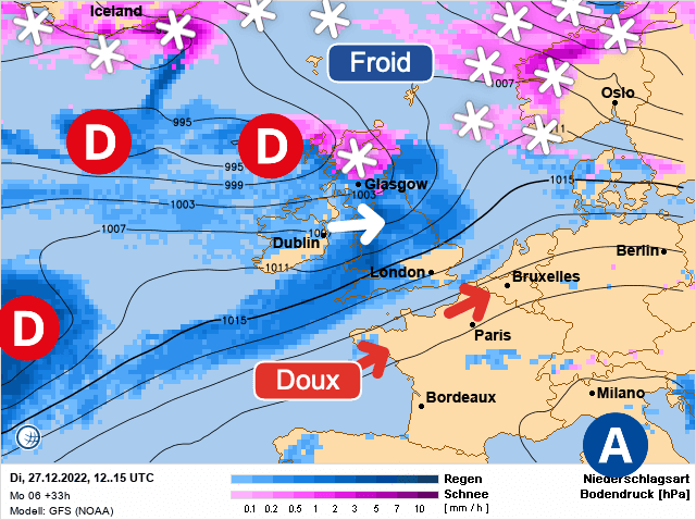 Carte de prévisions d'europe du Mardi 27 décembre 2022