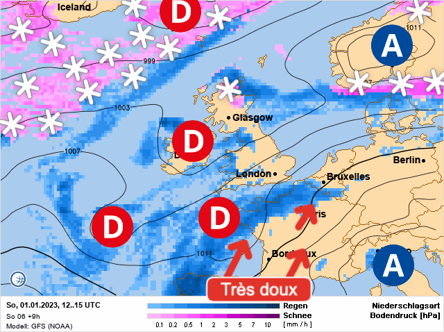 Carte de prévisions d'europe du Dimanche 1 janvier 2023