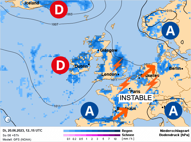 Carte de prévisions d'europe du Mardi 20 juin 2023