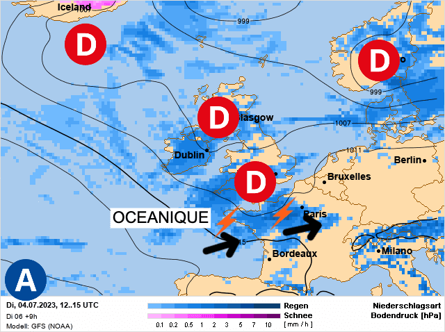 Carte de prévisions d'europe du Mardi 4 juillet 2023