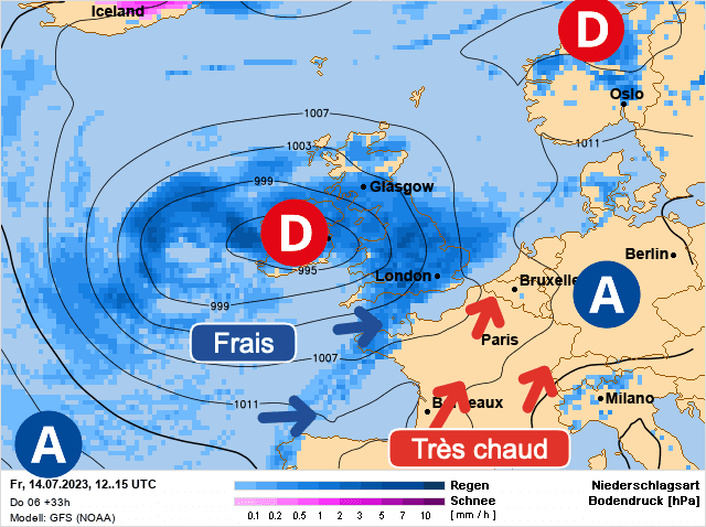 Carte de prévisions d'europe du Vendredi 14 juillet 2023