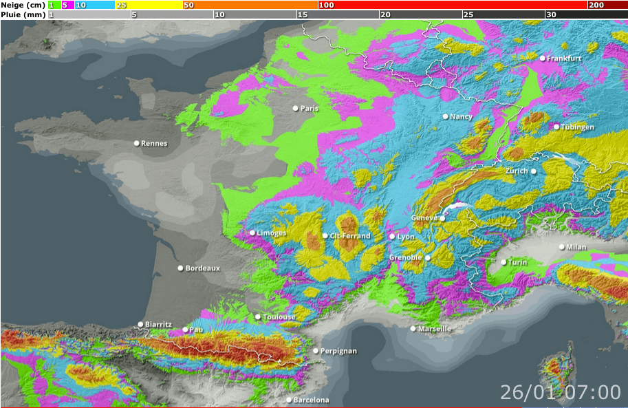 Image d'illustration pour Enneigement sur les Alpes et les Pyrénées à la mi-janvier